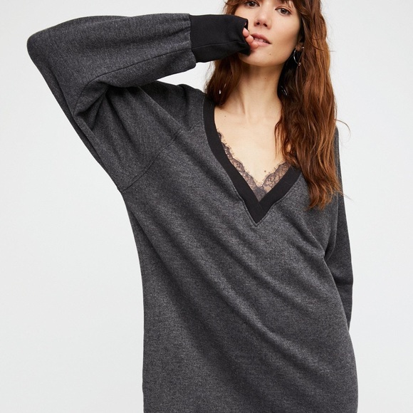 Girl Talk Lounge Pullover SWEATSHIRT Dress Tunic - Picture 6 of 8